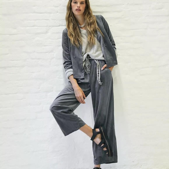 Free People Pants - Free People Little Lies Cord Suit Set Size Small Blue Corduroy NWOT